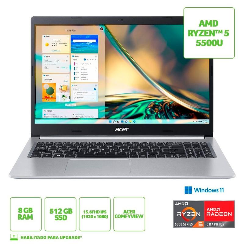 Notebook Acer Aspire 5 AMD Ryzen 5 5500U 8gb 512gb Ssd Windows 11